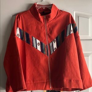 Emery Rose Burnt Orange Patterned Jacket, third quarter sleeves- size XL